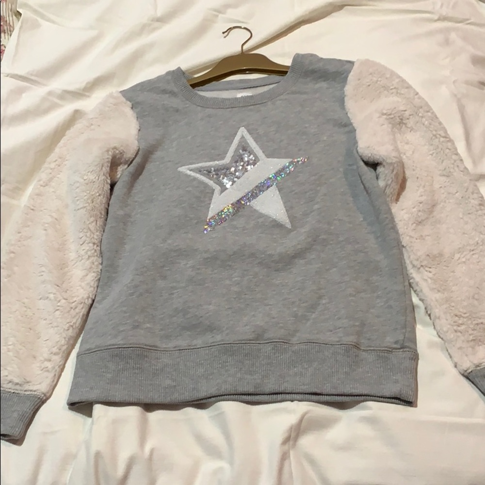 White,Silver, and Grey fuzzy sweater